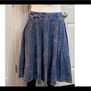 Jean high waisted a line knee length  skirt